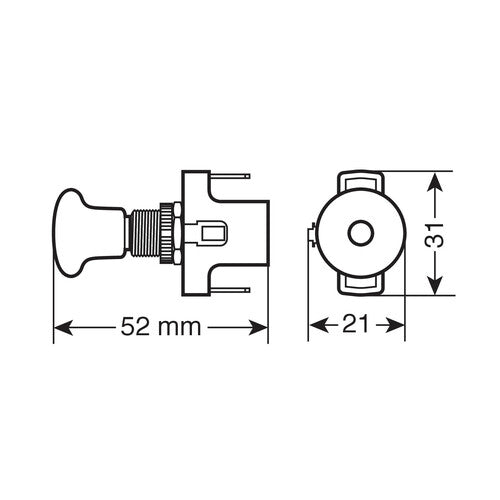 Lampa Interruttore tira-spingi con spia a Led - 12/24V - Blu - 10A 45572
