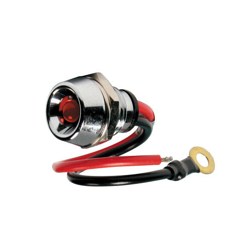 Lampa Spia a Led, in ottone cromato - 12/24V - Rosso - 15A
