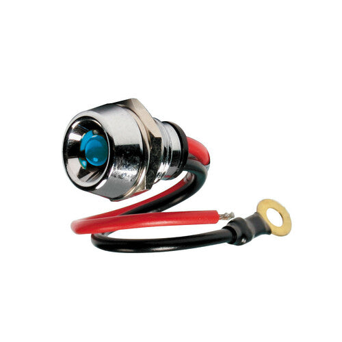Luz indicadora LED, latón cromado - 12/24 V - Azul - 15 A 45582