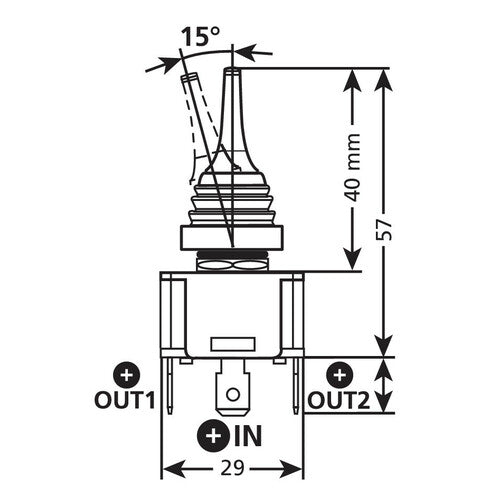 Lampa Hebelschalter mit austauschbaren Kappen – 12/24 V – 20 A