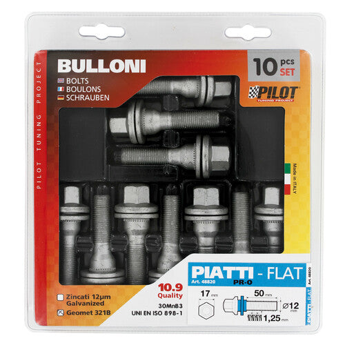 Pilot Set 10 bulloni lunghi piatti con rondella - PR0 - D/Blister