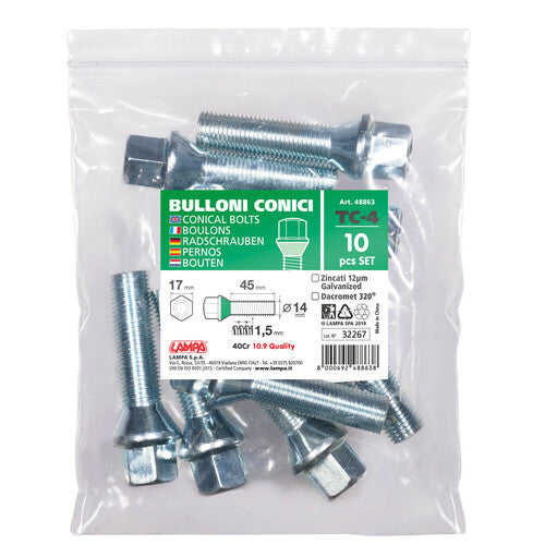 Pilot Set of 10 Tapered Bolts - TC4 - Envelope