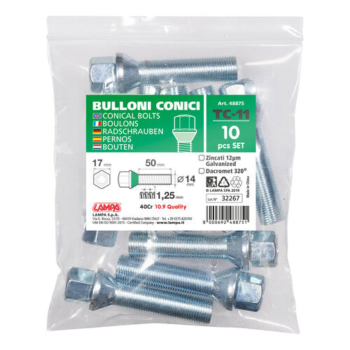 Pilot Set of 10 Tapered Bolts - TC11 - Envelope