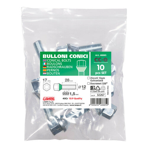 Pilot Set 10 bulloni conici corti - CC0 - Busta