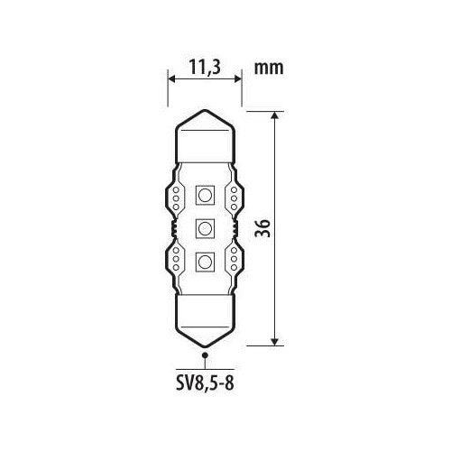 Pilot 12V Ultra-Lumen Series - 11,3x36 mm - SV8.5-8 - 1 ud - Caja - Blanco - Doble polaridad