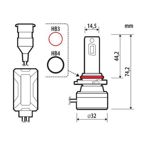 Pilot 12/24V Halo Led Jupiter Series Quick-Fit - (HB3-HB4) - 55W - P20d / P22d - 1 pz - Scatola