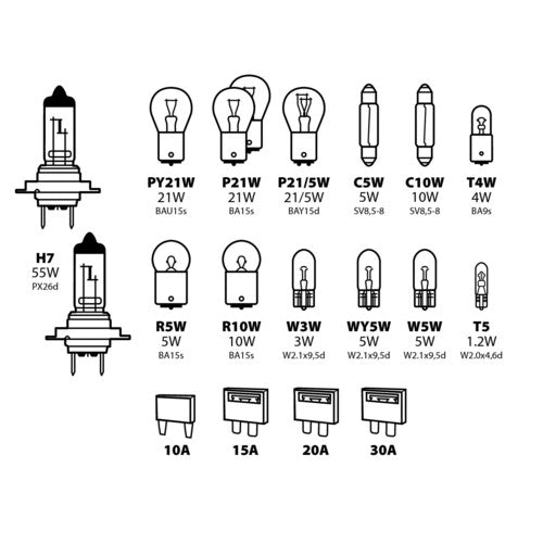 Lampa Kit lampade di ricambio 19 pz, alogena 2x H7 - 12V 58162