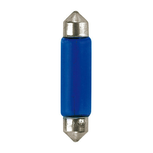 Pilot 12V Blue Dyed Glass, Lampada siluro 11x44 mm 10W SV8,5-8 2 pz D/Blister