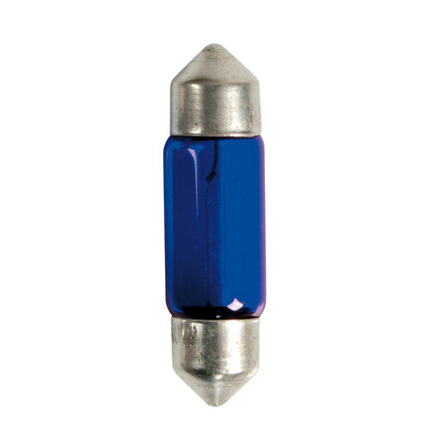 Pilot 12V Blue Dyed Glass, Lampada siluro C10W 11x35 mm 10W SV8,5-8 2 pz