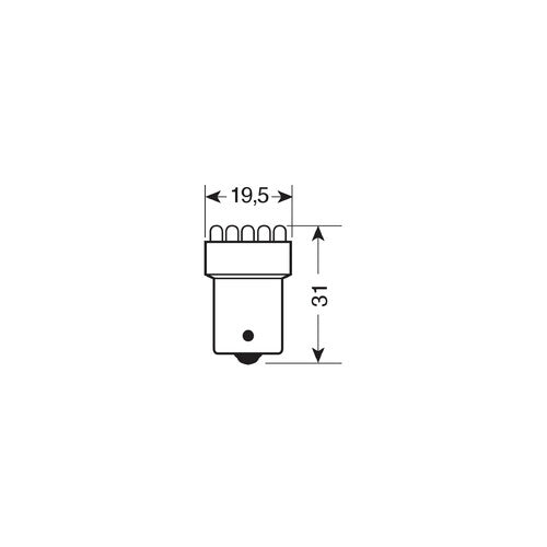 Pilot 12V LED-Mehrfachlampe (11 LEDs) – (R10W) – BA15s – 1 Stück – Verpackung – Rot