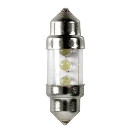 Lámpara piloto torpedo de 12 V, 3 LED, 10 x 31 mm, SV8,5-8, 2 unidades, caja, color blanco