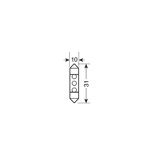 Lámpara piloto torpedo de 12 V, 3 LED, 10 x 31 mm, SV8,5-8, 2 unidades, caja, color blanco