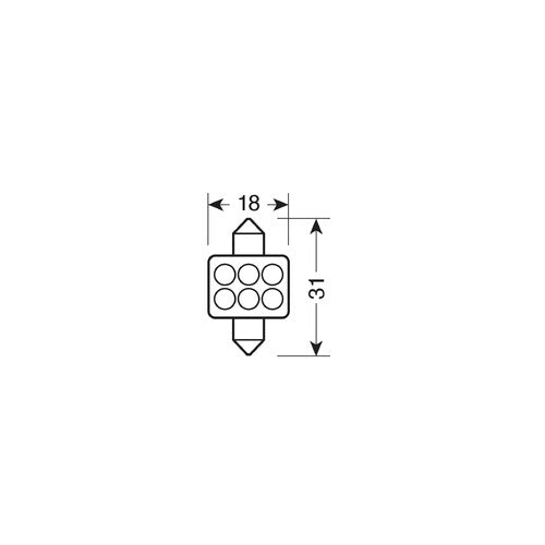 Pilot 12V Lampada siluro 6 Led - 18x31 mm - SV8,5-8 - 1 pz - D/Blister - Blu
