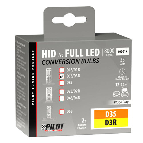 Pilot 12-24V Lampade a Led per conversione fari Xenon - (D3S-D3R) - 35W - 2 pz - Scatola