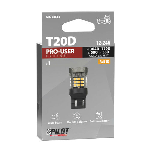 Pilot 12/24V Pro-User Serie – (WY21/5W) – W3x16q – 1 Stück – Karton – Orange – Doppelpolarität – Eingebauter Widerstand
