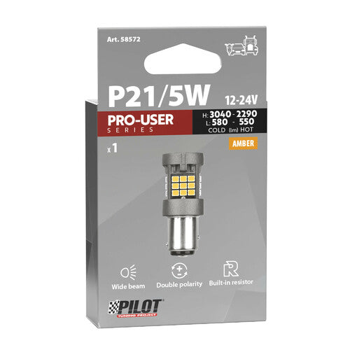 Pilot 12/24V Pro-User Series - (P21/5W) - BAY15d - 1 ud - Caja - Naranja - Doble polaridad - Resistencia incorporada