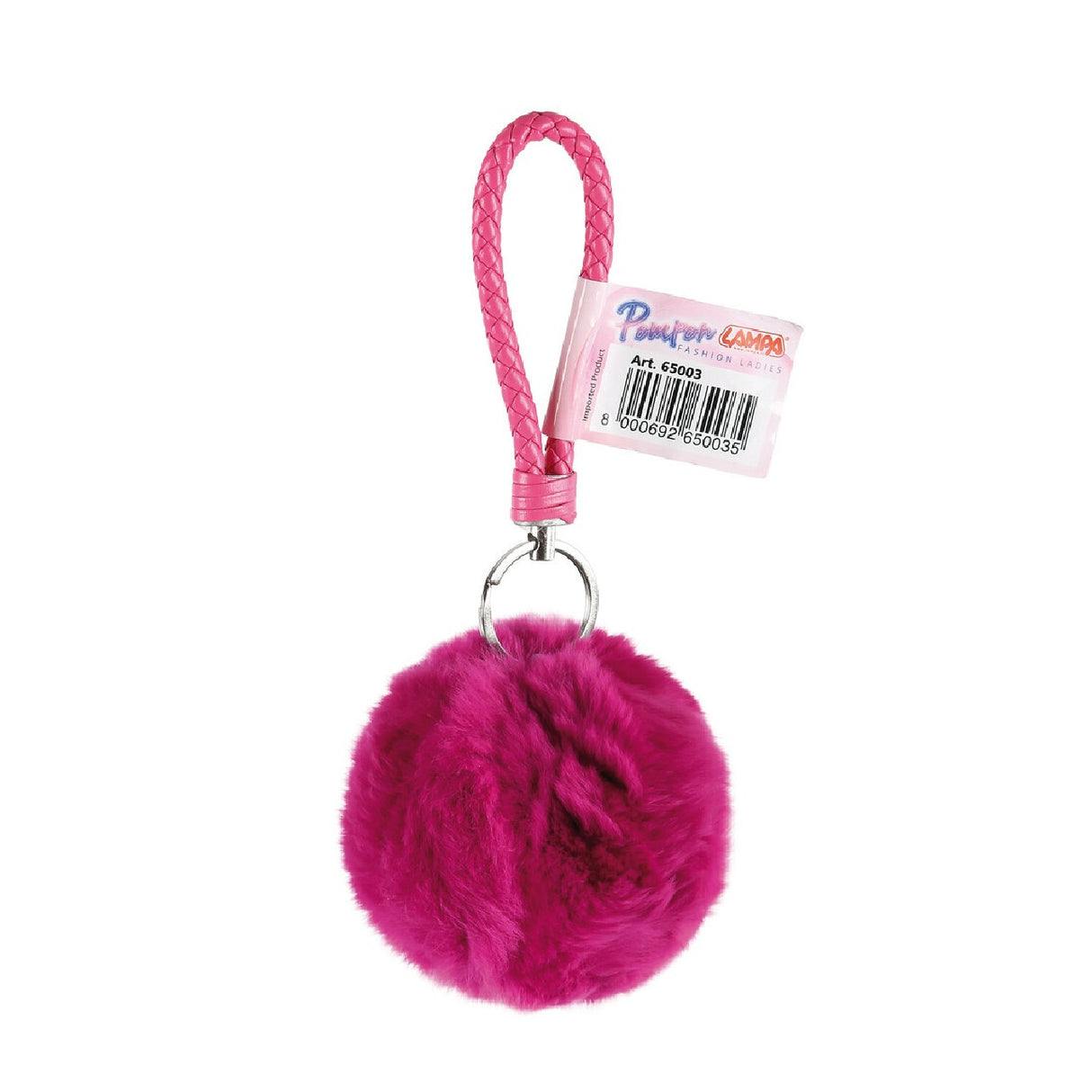 Pompon Lamp, Real Rabbit Fur Keychain - Bulk 1 pc