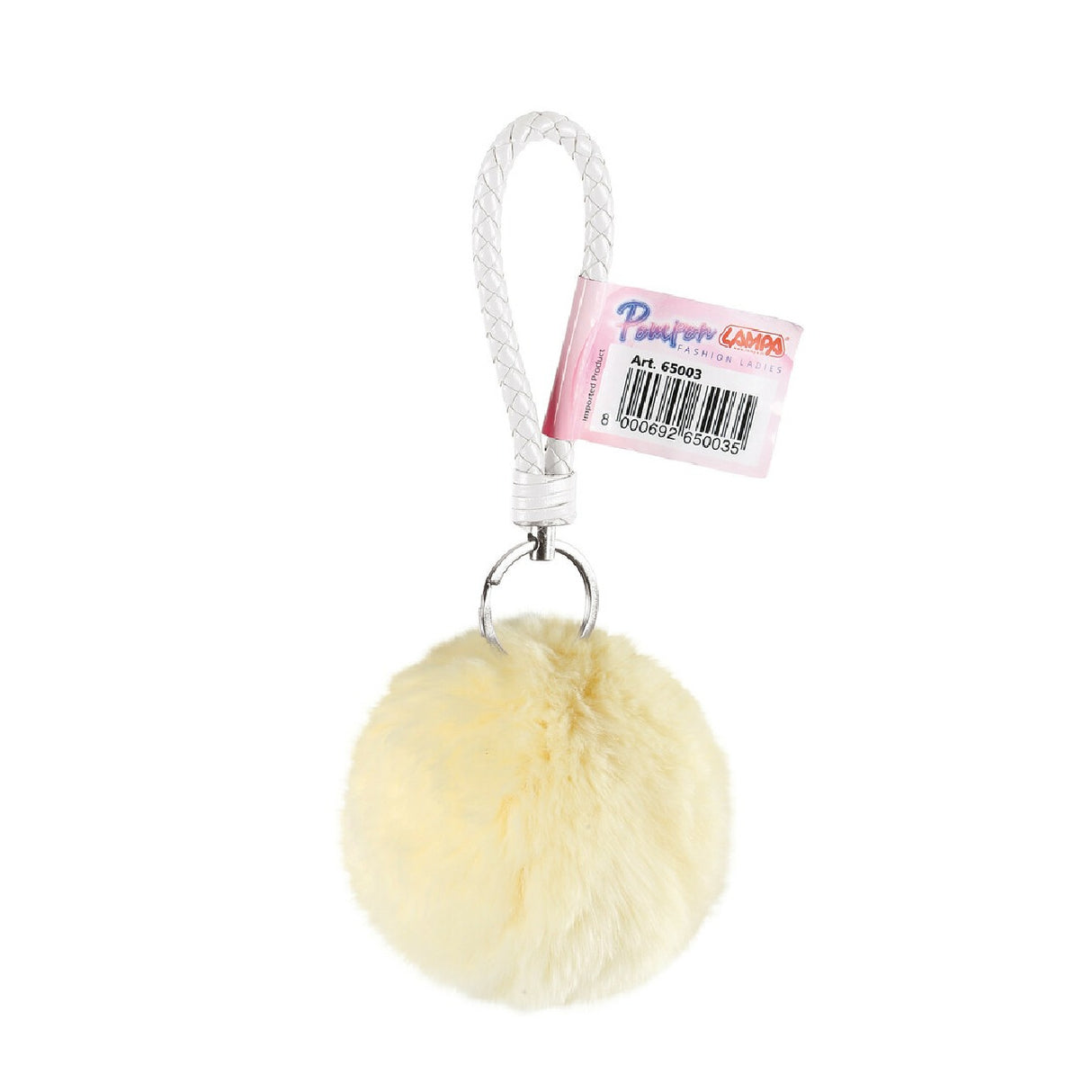 Pompon Lamp, Real Rabbit Fur Keychain - Bulk 1 pc
