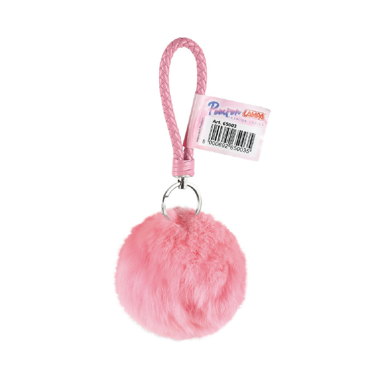 Pompon Lamp, Real Rabbit Fur Keychain - Bulk 1 pc