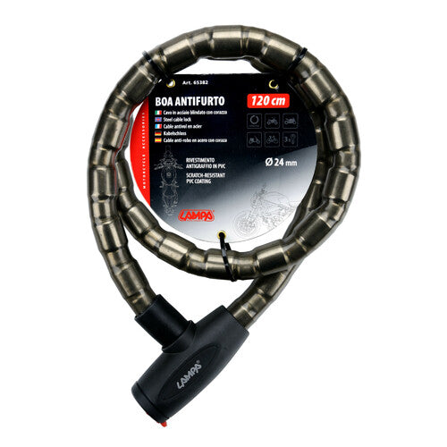 Lampa Boa, cable antirrobo de 24 mm en acero plastificado - 120 cm 65382