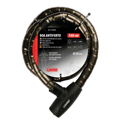 Lampa Boa, 24 mm Diebstahlsicherungskabel aus kunststoffbeschichtetem Stahl – 160 cm