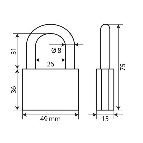 Lampa Standard, lucchetto in ottone - 50 mm 65421