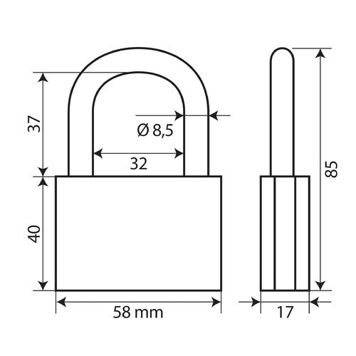 Stehlampe, Messing-Vorhängeschloss – 60 mm