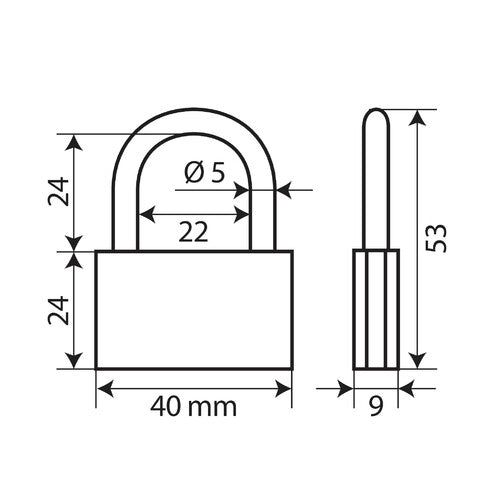 Einfache Lampe, Messing-Vorhängeschloss – 40 mm