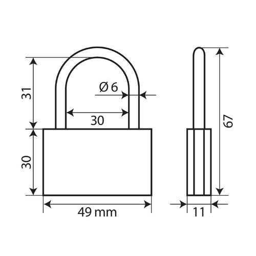 Lampa Basic, lucchetto in ottone - 50 mm 65427