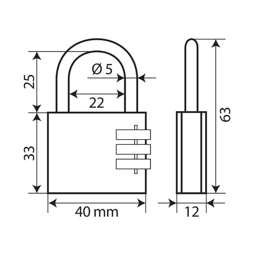 Messing-Vorhängeschloss mit variabler Zahlenkombination – 40 mm