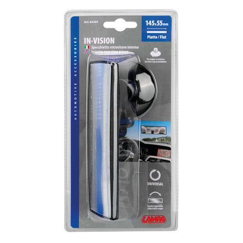 Rechteckiger Rückspiegel mit Saugnapf – 140 x 45 mm