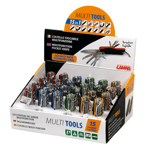 Lampa Multi Tools, coltelli multifunzione tascabili 15 in 1, espositore 24 pz