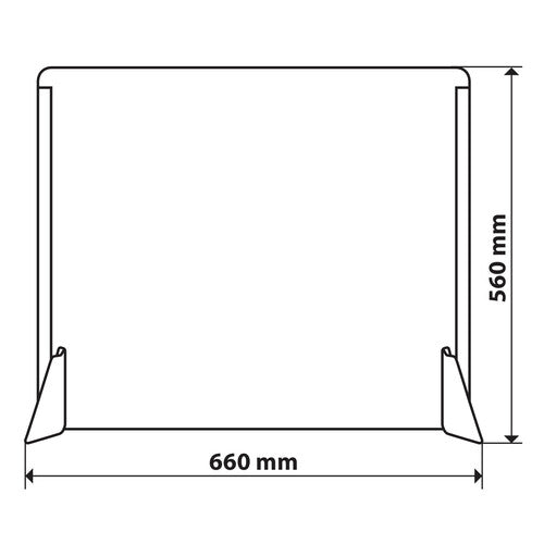 Protective screen without slit for counters and desks 660x560 mm