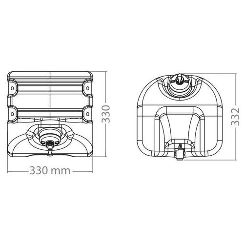 18 L polyethylene water tank with tap and soap dispenser