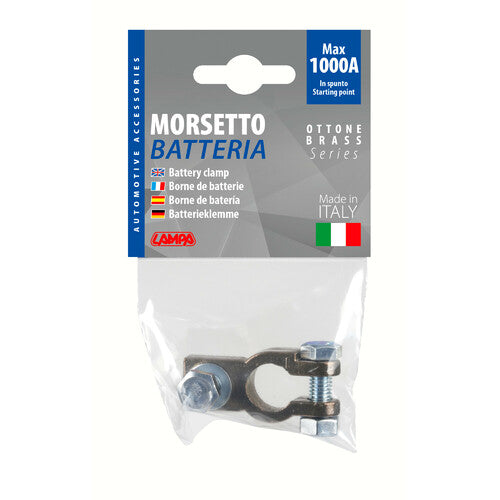 Lámpara de pinza de batería reforzada; fijación de cable a terminal de tornillo - orificio de terminal de 8 mm - Polo negativo 69905