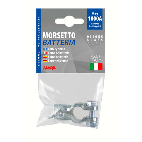 Lámpara de terminal de batería, galvanizada; fijación del cable al terminal con tuerca de mariposa - Polo negativo - Orificio para terminal de cable de 8 mm 69908