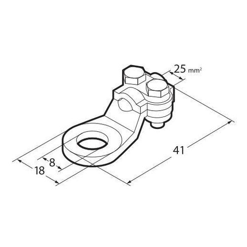 Lámpara Juego de 2 terminales para cable de alimentación de latón niquelado, con placa de fijación de cable - Sección 25 mm, agujero 8 mm 69925