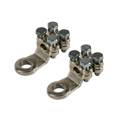 Lámpara Juego de 2 terminales para cable de alimentación de latón niquelado, con fijación de cable de doble placa - Sección 50 mm, agujero 10 mm 69927