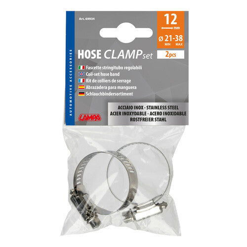 Lampa Fascette stringitubo in acciaio inox set 2 pz 12 mm diametro 21-38 mm
