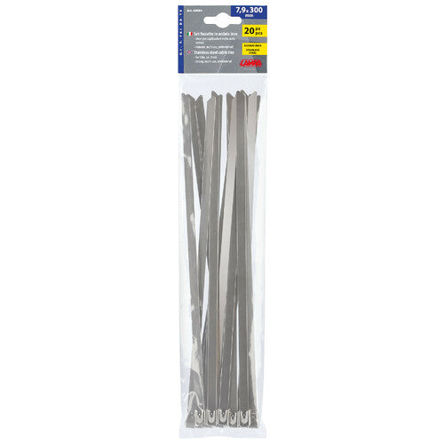 Lampa Fascette in acciaio inox, set 20 pz - 7,9x300 mm 69989
