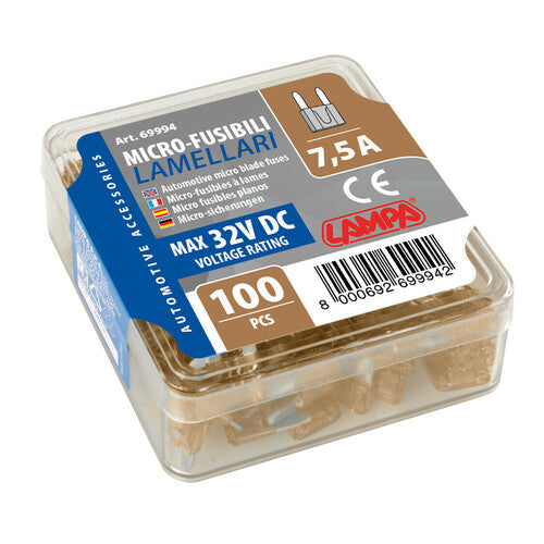 Lamp Set of 100 micro blade fuses, 12/32V - 7.5A