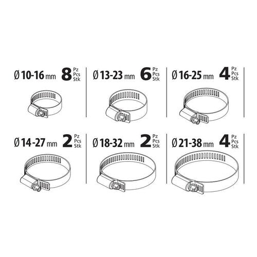 Lampa Stahlschlauchschellen-Set, 26-teilig 70033
