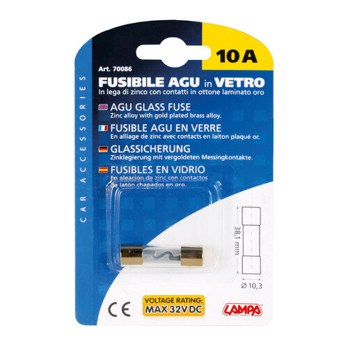 AGU Glass Fuse Lamp, 12/32V - 10A