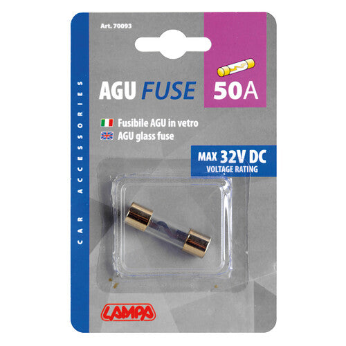Lámpara de fusible de vidrio AGU, 12/32 V - 50 A 70093