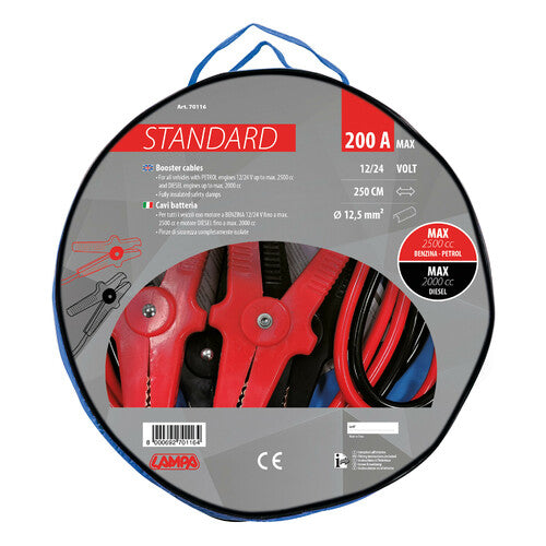 Standard-Batteriekabel – 250 cm – 200 A – 12,5 mm
