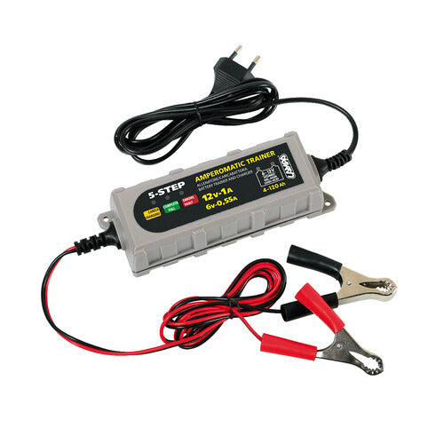 Lámpara de entrenamiento Amperomatic, cargador de batería inteligente, 6/12 V - 0,55/1 A 70178