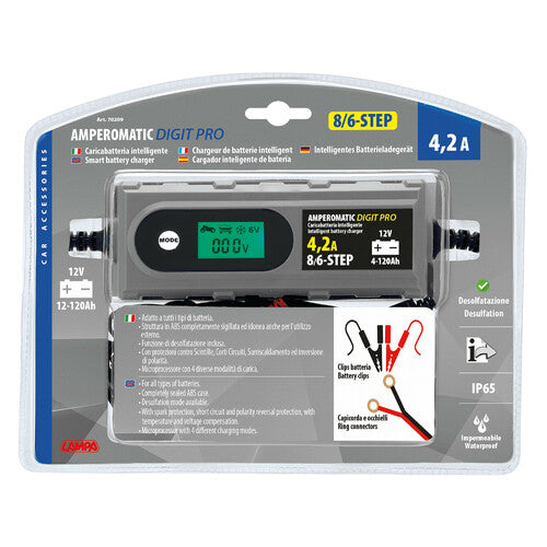 Lampa Amperomatic Digit Pro, caricabatteria intelligente, 12V - 4,2A