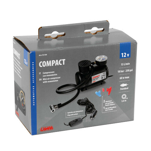 Lámpara compacta, compresor de 12 V con manómetro 72150