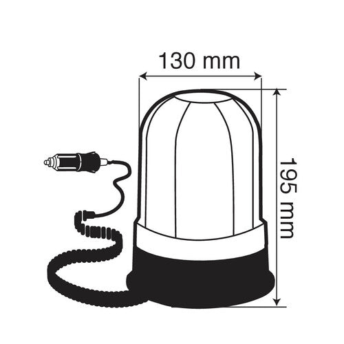 Lampa RH-2, luz de advertencia halógena con base magnética y ventosa, 12/24V 73001