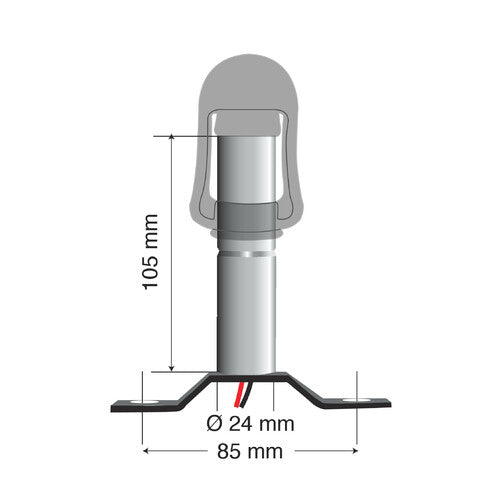 Fix-3 Staffa con perno e spinotto DIN per luce di segnalazione attacco tubolare 73011